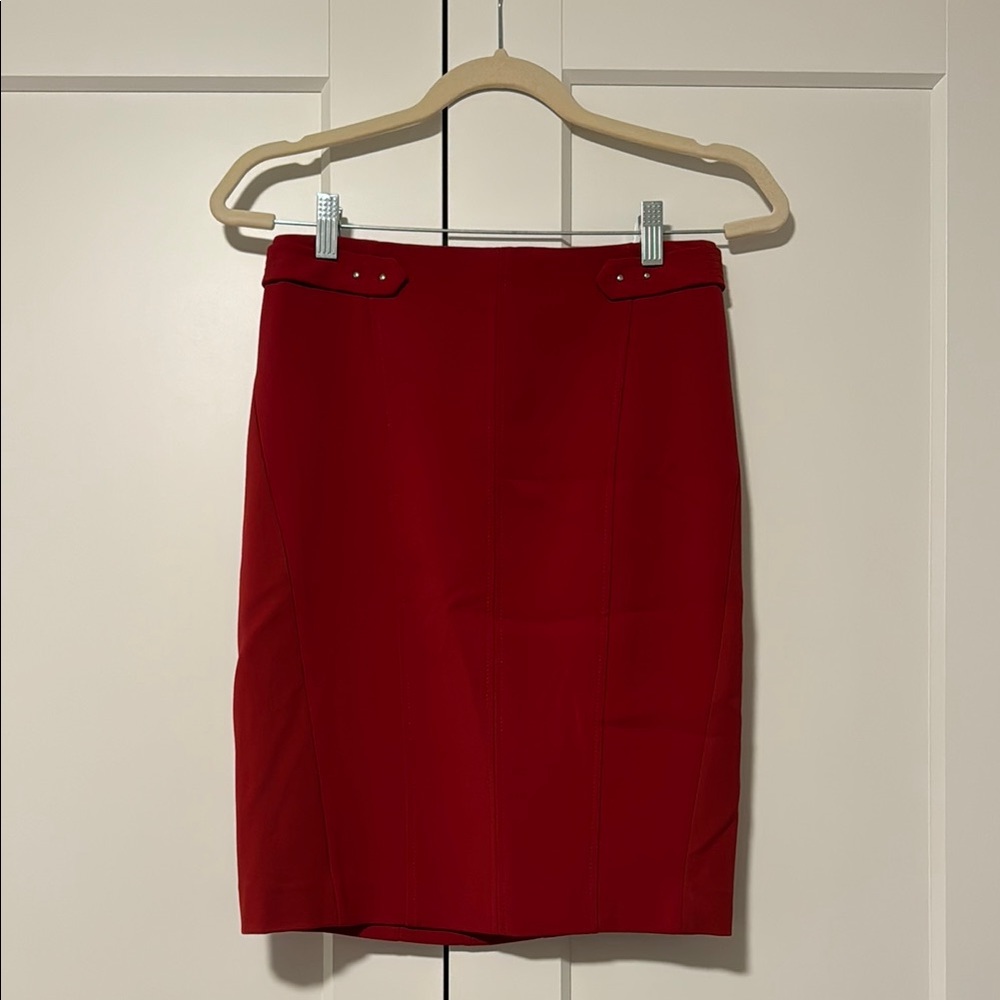 White House black market, deep red pencil skirt